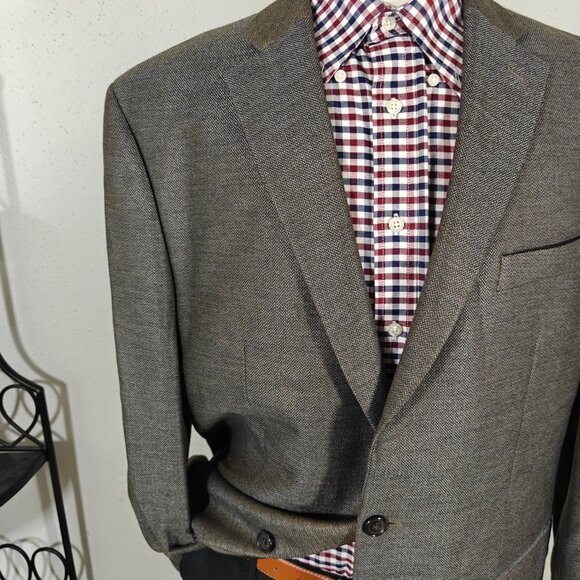Lauren Ralph Lauren Mens Sport Coat Blazer Two Button Brown Gray Herringbone 44L - Picture 6 of 15